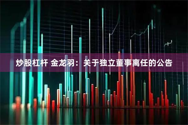 炒股杠杆 金龙羽：关于独立董事离任的公告